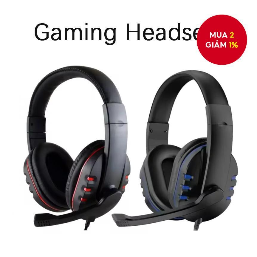 Tai nghe có dây 3.5mm, tai nghe gaming cho âm nhạc, trò chơi, PC, trò chuyện máy tính kèm micro.