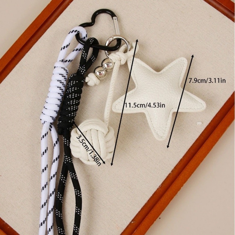 HOBBYHUB Mặt dây chuyền hình ngôi sao và bóng, Ngôi sao năm cánh Handmade Nút thắt trái tim tình yêu Móc khóa, Túi da PU Mặt dây chuyền Túi xách nữ trang trí | BigBuy360 - bigbuy360.vn