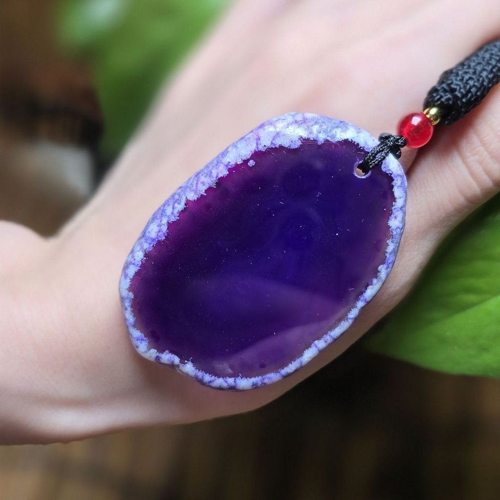 Mã Não Tím Thái Mã Não Tự Nhiên Chuông Gió Dây Xích Cốc Phong Cảnh Brazil Mã Não Cắt Lát Mặt Dây Chu