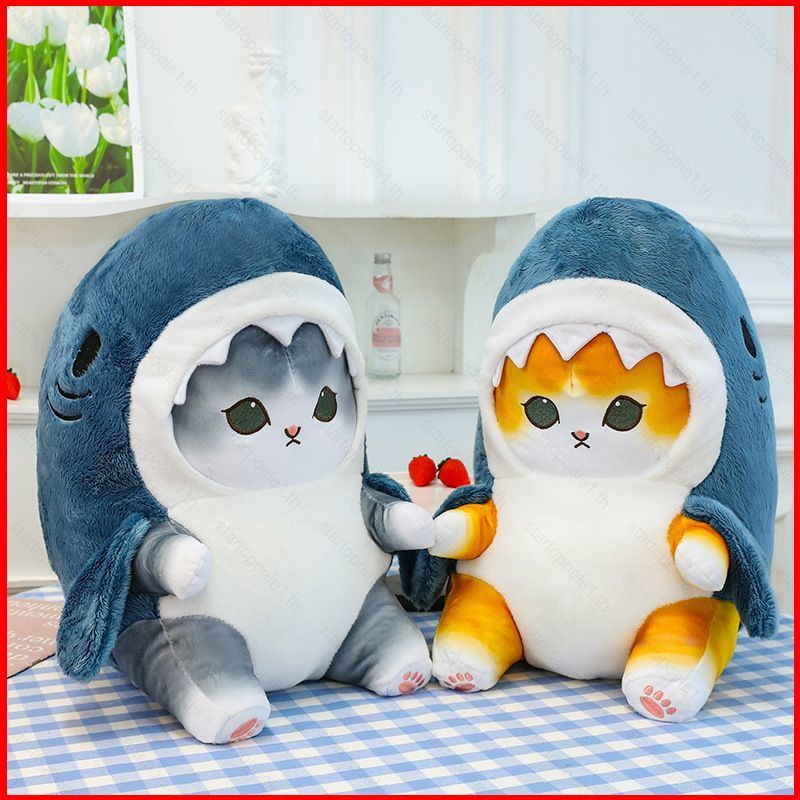 ST1 Shark Cat Plushie Đáng Yêu Sang Trọng Đồng Hành Búp Bê Hợp Thời Trang Thú Nhồi Bông Gối Đồ Chơi 