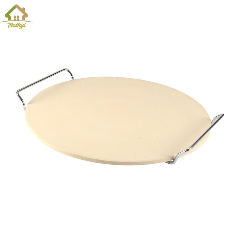 Bothyi Pizza Stone cho lò nướng Bánh quy Công cụ Pizza Tiện lợi Đa năng với Giá đỡ mang theo Đá nướn