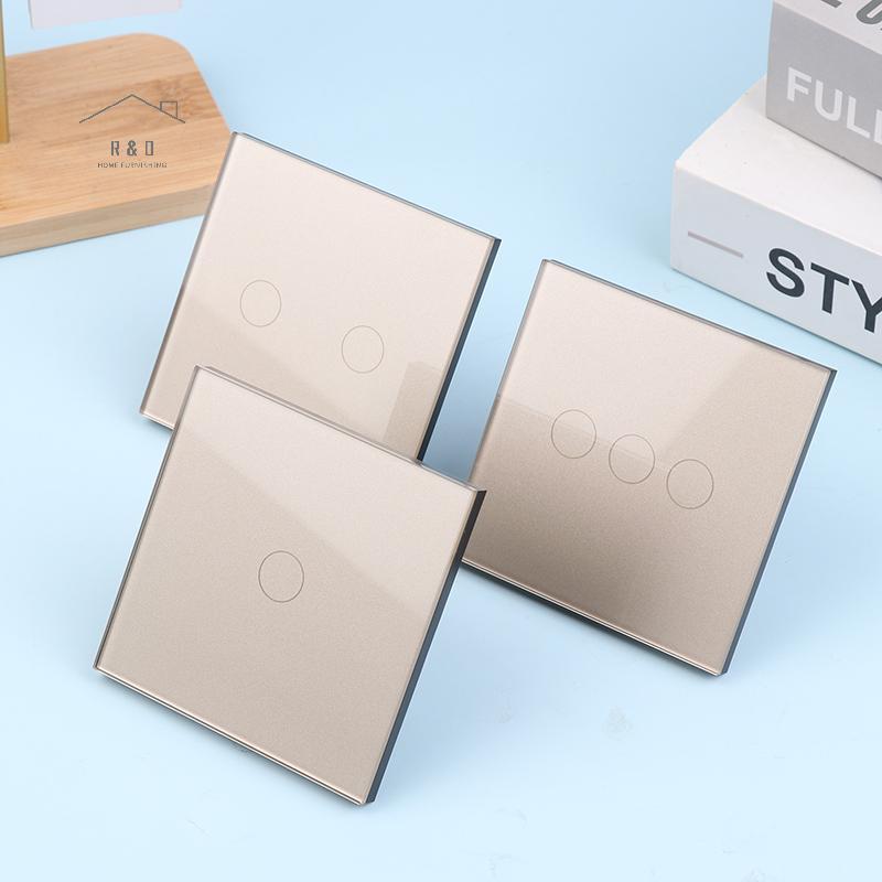 RO > 1 / 2 / 3Gang Touch Switch 1Way Type-c USB Wall Soets Light Switch With Power Soets Glass Panel