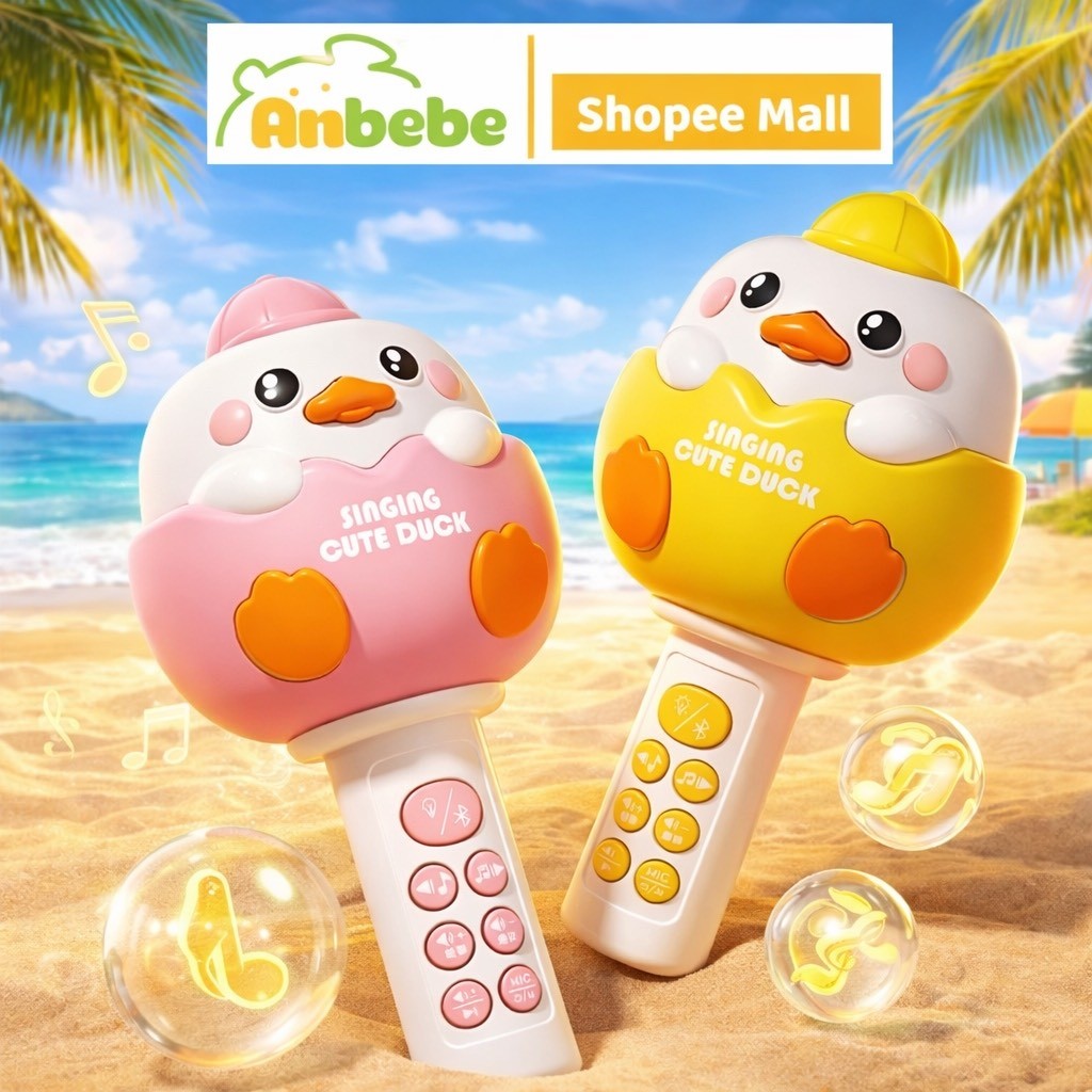Micro Karaoke Hình Vịt  – Mic Hát Kết Nối Bluetooth, Đèn LED, Âm Nhạc, Đồ Chơi Giáo Dục Sớm Giúp Bé Yêu