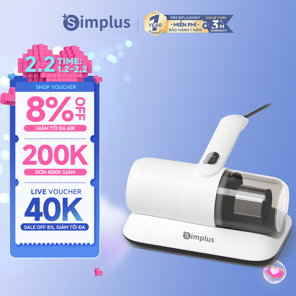 Simplus Máy Hút Bụi Giường Nệm Lực Hút Mạnh 14000Pa CMYH004 - Bảo Hành 1 Năm 1 Đổi 1