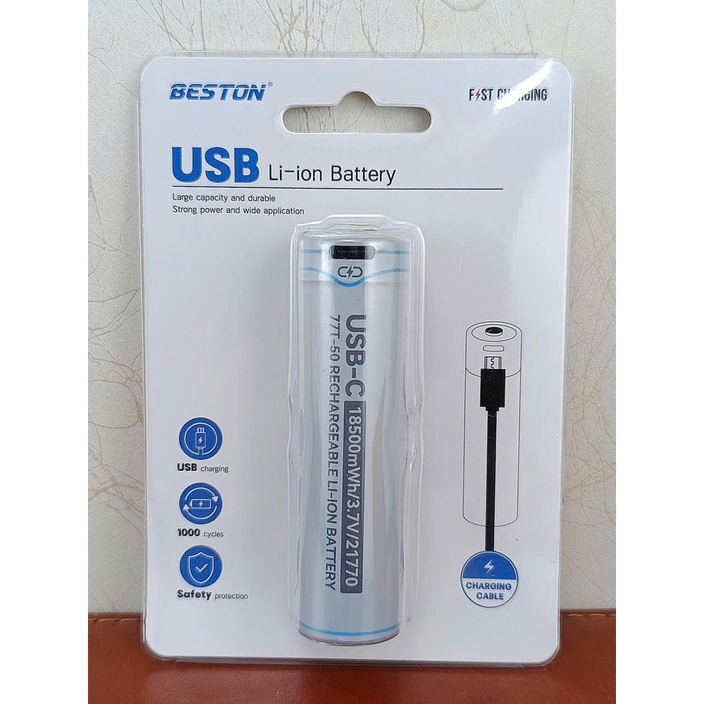 Pin Sạc 21770 Li-ion 3.7V Beston 77T-50 5000mAh, Có cổng TypeC  trên viên Pin
