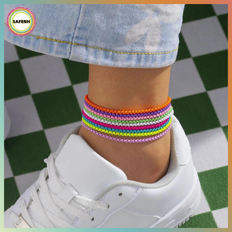 SAFENH - Vòng Chân Metal Chain Ankle Bracelet Nhiều Màu Sắc, Điều Chỉnh Được, Thích Hợp Mặc Mùa Hè Đ