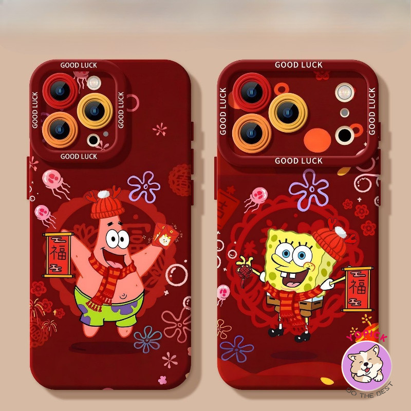 Ốp điện thoại hoạt hình năm mới cho IPhone17 16 15 11 12 13 14 Pro Max 7Plus 16 8 15 PlusS Max XR X 