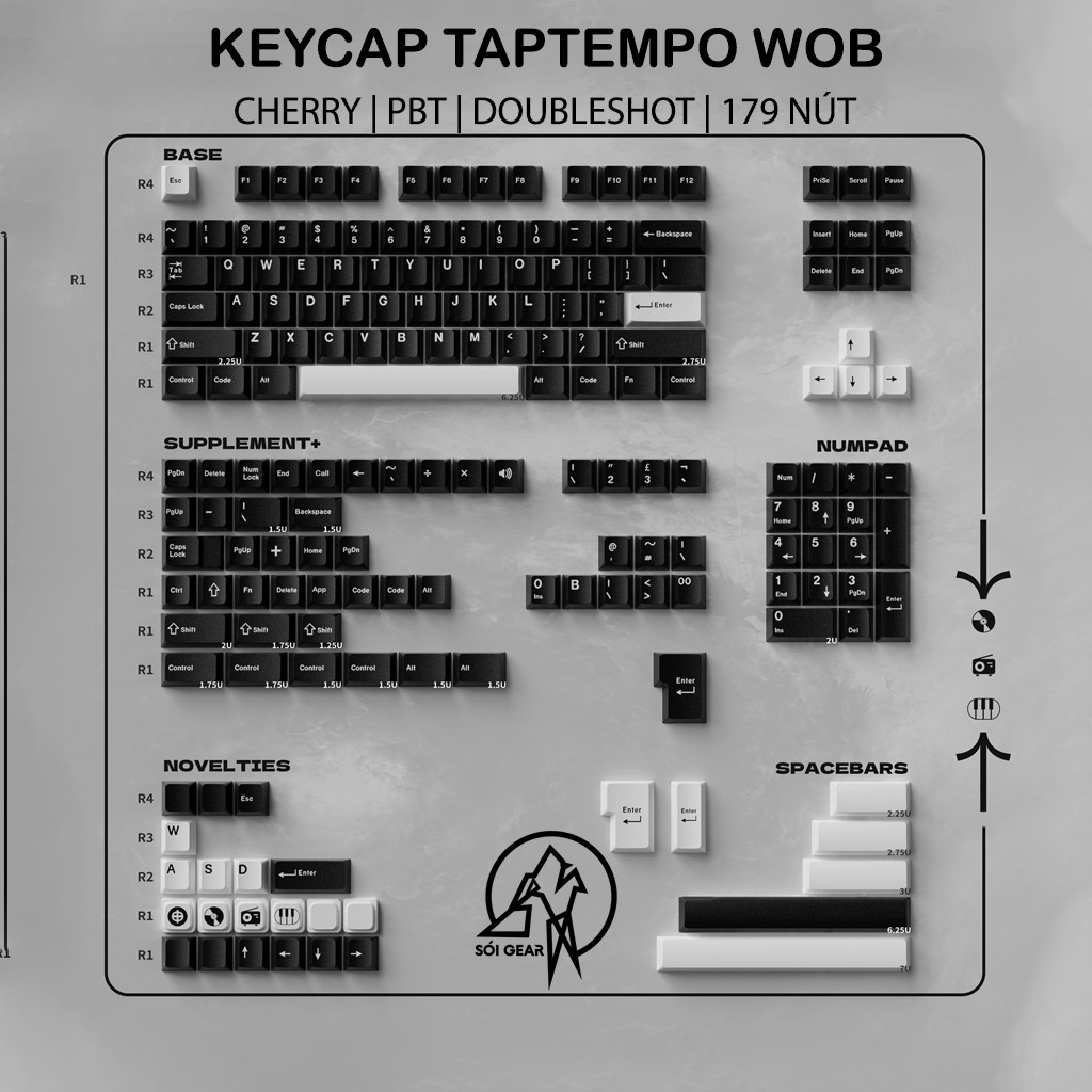 [HỎA TỐC HN - HCM] Keycap Cherry TapTempo WOB PBT Doubleshot