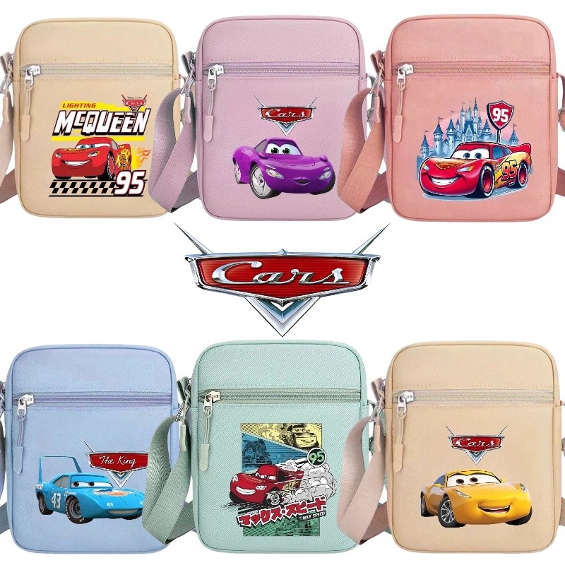 Túi đeo vai CARS Lightning McQueen Vải đầy màu sắc Túi vuông Mini in hình Túi đeo chéo Quà tặng