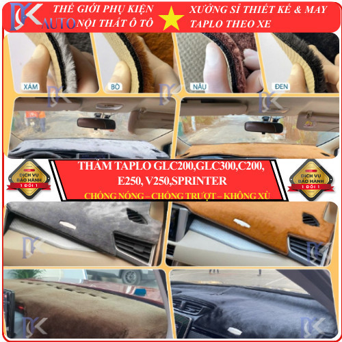 [GLC200,GLC300,C200, E250, V250,Sprinter]Thảm taplo MERCEDES da nhung tuyết 3 lớp chống nắng cao cấp