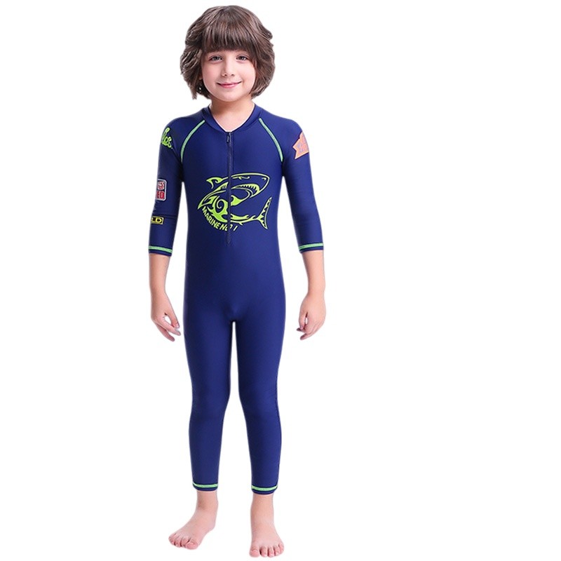 Hàng Clearing Shark Print Girl Boy Swimwear One Piece Sea Surf Rash Guards