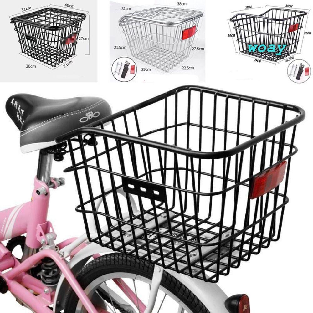 Giỏ sau xe đạp bằng kim loại có thể điều chỉnh màu đen/bạc, dễ dàng lắp đặt, phù hợp với xe đạp leo núi và xe đạp gấp