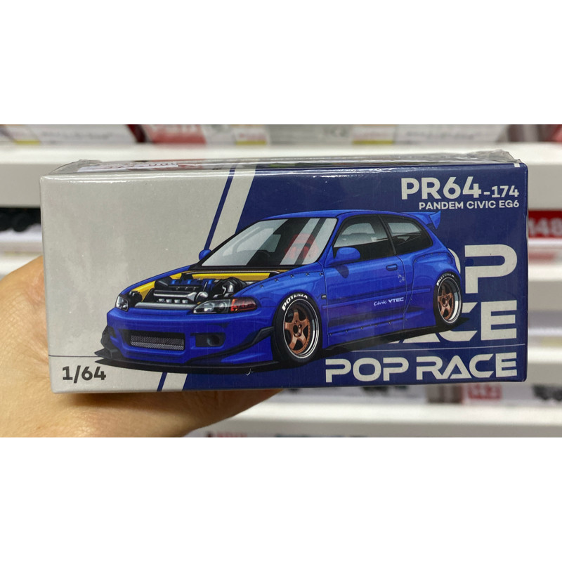 Mô hình xe oto Poprace PR640174 PANDEM CIVIC EG6 METALLIC BLUE WITH OPEN HOOD