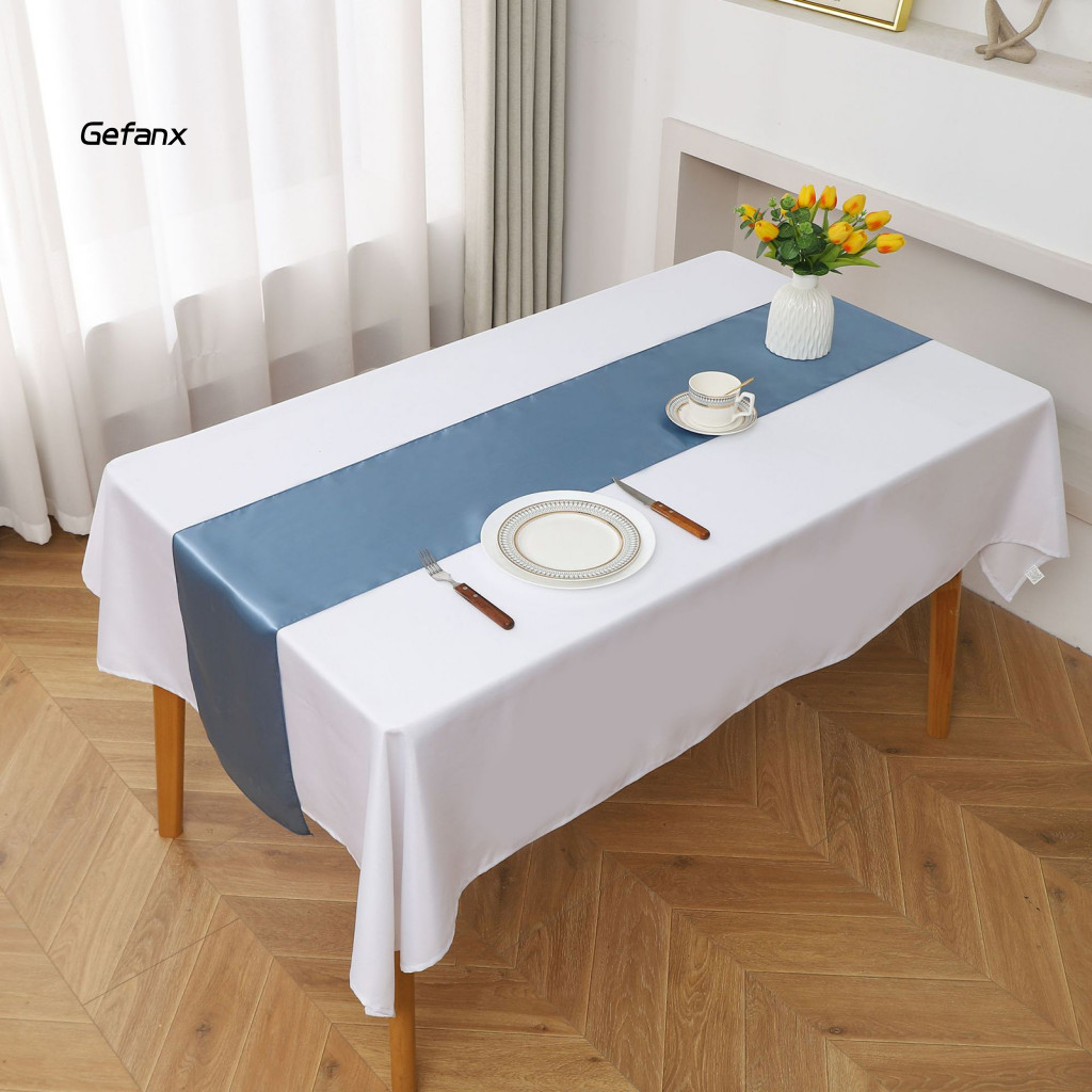 [Ge] Silky Satin Table Runner Bàn ăn Runner Satin Table Runner 69x12 Chống nhăn Màu trơn mịn màng để