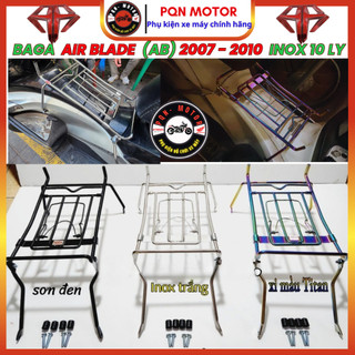 [AB 2007- 2010] Baga Giữa Inox Khung 10 ly, Baga Sơn Đen, Xi Màu Titan; Ốp Pô Cho AirBlade 2007-2010