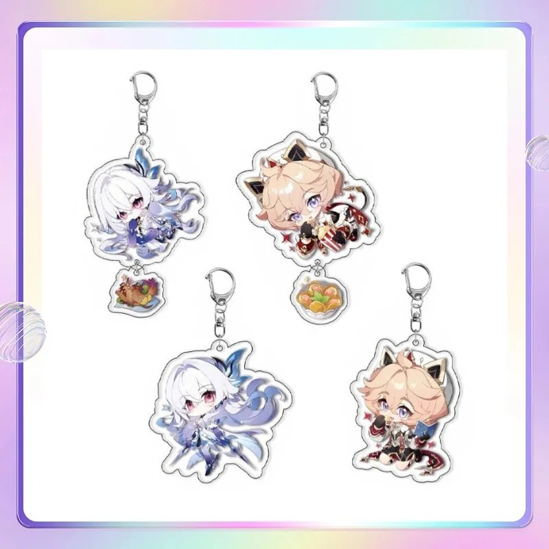 Móc khóa Genshin Impact Skirk Dahlia chibi mica acrylic trong suốt in 2 mặt trang trí cặp balo quà t