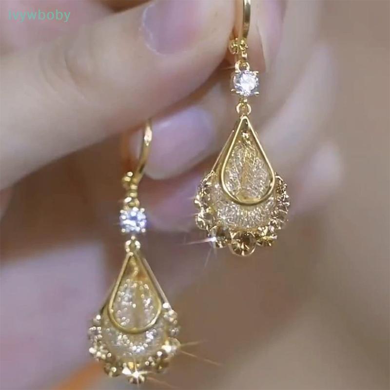 [IVY] Bông Tai Pha Lê Giọt Nước Sang Trọng, Thích Hợp Cho Tiệc Cưới