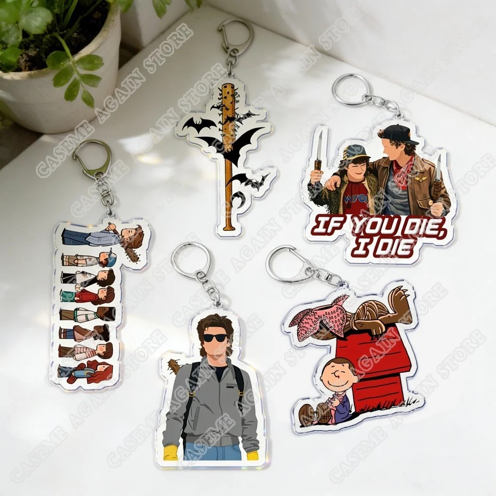 Móc khóa Stranger Things Cậu Bé Mất Tích Chibi Acrylic hình Steve Harrington Eddie Munson trang trí 