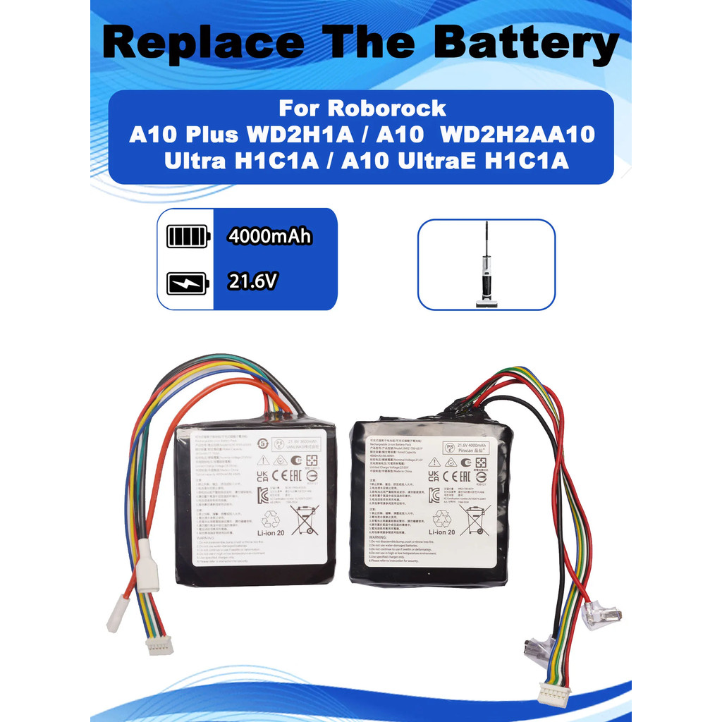 21.6V 3600mAh Pin Thay Thế Cho Roborock Dyad Air Ướt Khô Dyad Pro Combo Máy Hút Bụi A10 Plus Ultra U