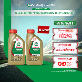 COMBO 2 Dầu nhớt xe tay ga Castrol POWER1 SCOOTER 10W-40 4-AT (0.8L/1L/1.2L)