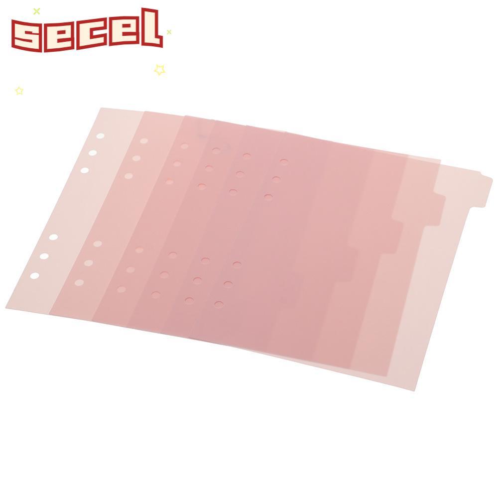 SECEL 6 CÁI Binder Divider, Tab trang chỉ mục A5 bằng nhựa, Planner Pink 6 Ring 6 CÁI Binder Index D