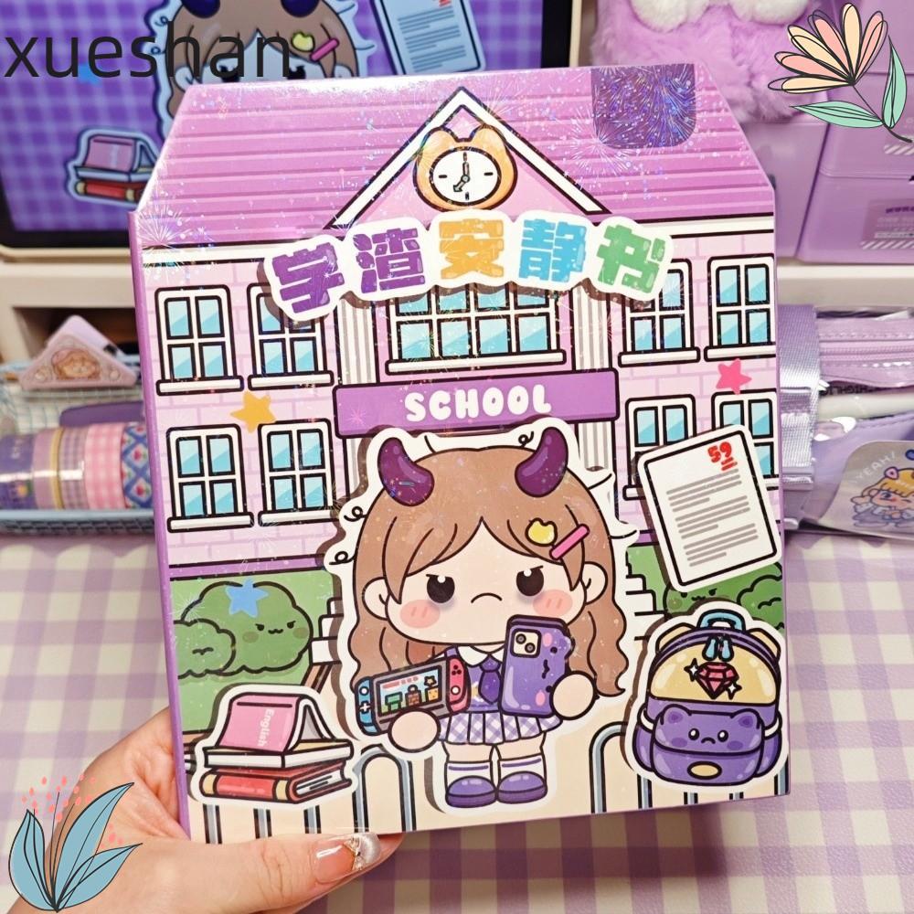 XUESHAN Quiet Book Sticker, Handmade PET Sticker Book, Phim hoạt hình giáo dục Không cần cắt dán cho