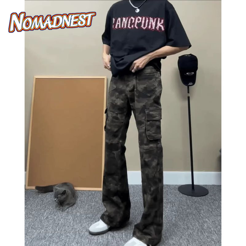 Quần chở hàng camo cổ điển có chân loe và nhiều túi