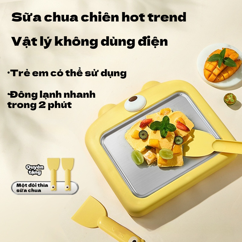 Máy Làm Đá Chiên Gia Đình Thép Không Gỉ Nhỏ Không Cắm Điện Sữa Chua Chiên Tự Chế Kem Trẻ Em Mini Kha