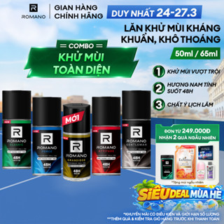 Lăn khử mùi Romano Khử mùi vượt trội, Hương nam tính suốt 48H 50ml / 65ml