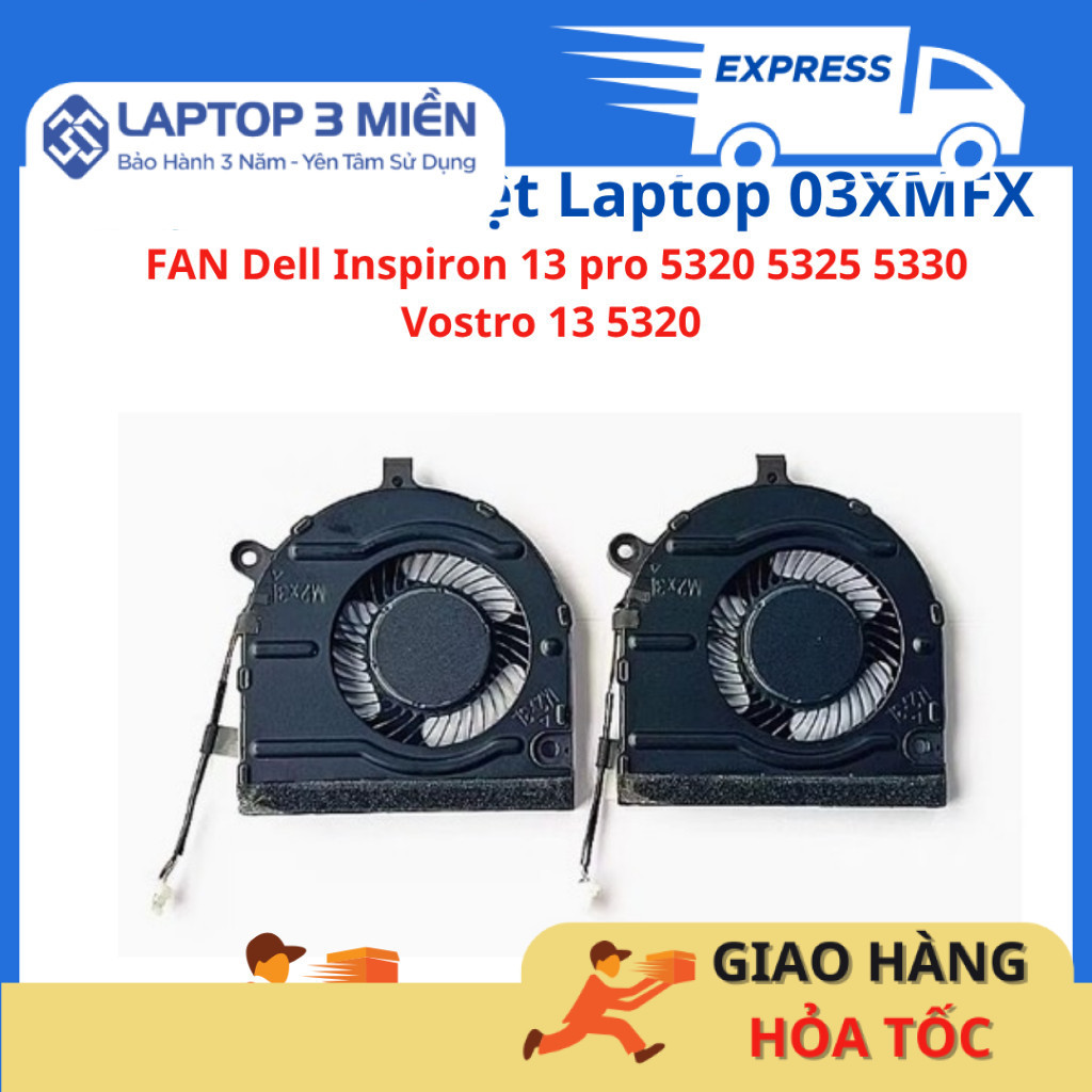 FAN Quạt tản nhiêt CPU Laptop Cho Dell Inspiron 13 pro 5320 5325 5330 Vostro 13 5320 03XMFX 3XMFX