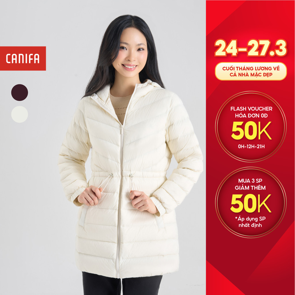 Áo khoác lông vũ nữ dáng dài siêu nhẹ siêu ấm CANIFA 6OT24W010