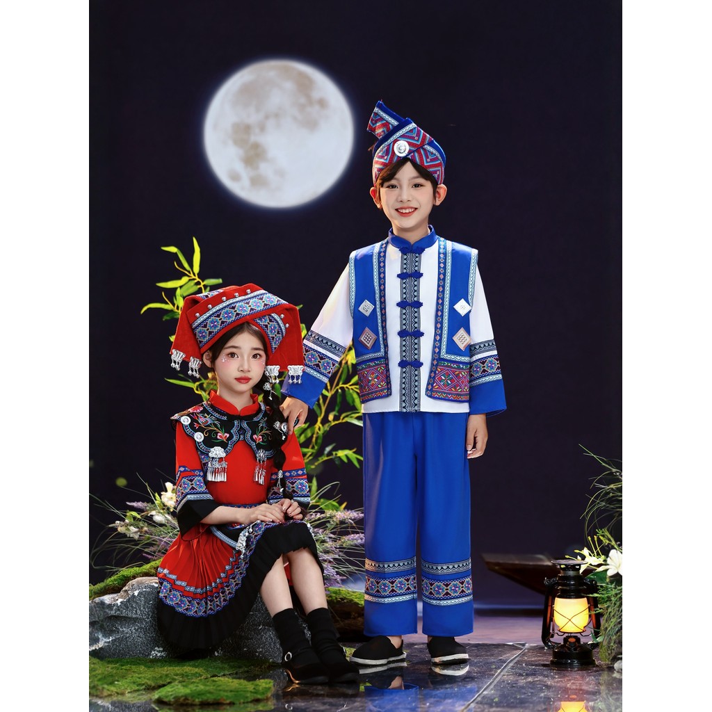 Quảng Tây Tháng Ba Ba Ba Bé Gái Thiểu Số Dân Tộc Trang Phục Trẻ Em Dân Tộc Mạnh Mẽ Hani Dân Tộc Marc