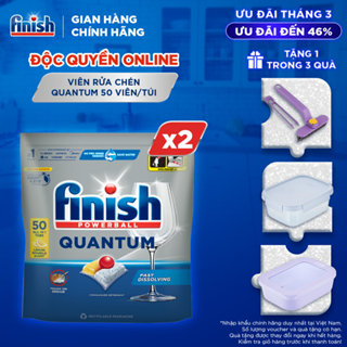 Combo 2 Túi Viên Rửa Chén Bát Finish Powerball Quantum 50 viên