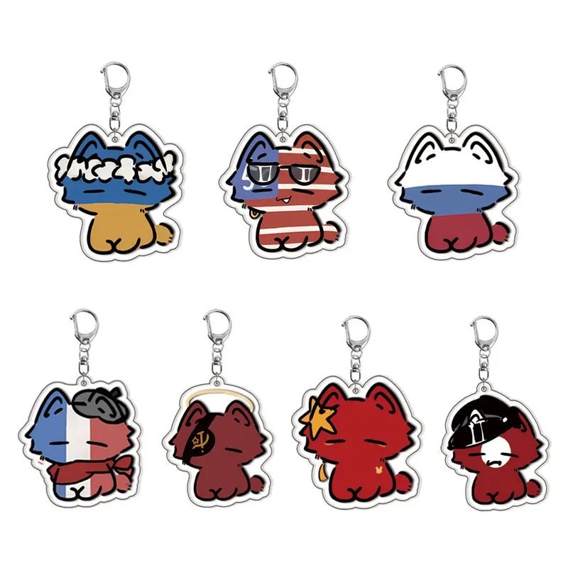 Móc khóa CountryHumans Cat Series mica acrylic hình mèo dễ thương mô hình Country Humans trang trí b