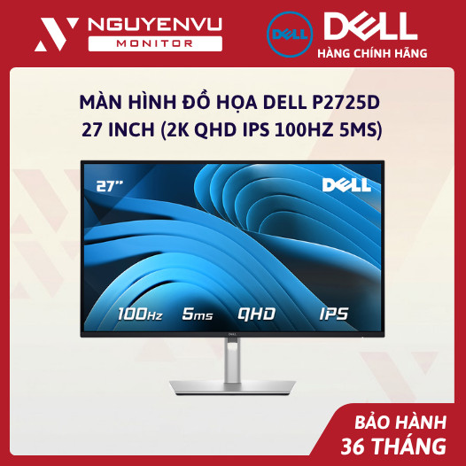 [Full Vat] Màn hình Đồ Họa Dell P2725D 27 inch 2K  (QHD IPS 100Hz 5ms) - Bảo Hành 36 Tháng