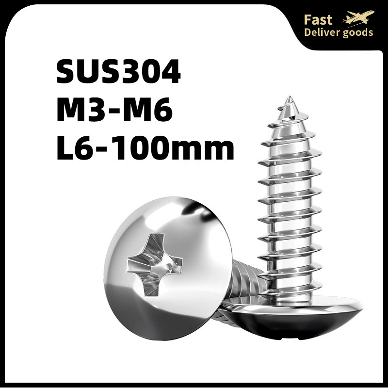 Ốc Vít Đầu Tròn Bằng Thép Không Gỉ 304 M3 / M3.5 / M4 / M4.2 / M5 / M6 Chuyên Dụng / 304 Stainless S