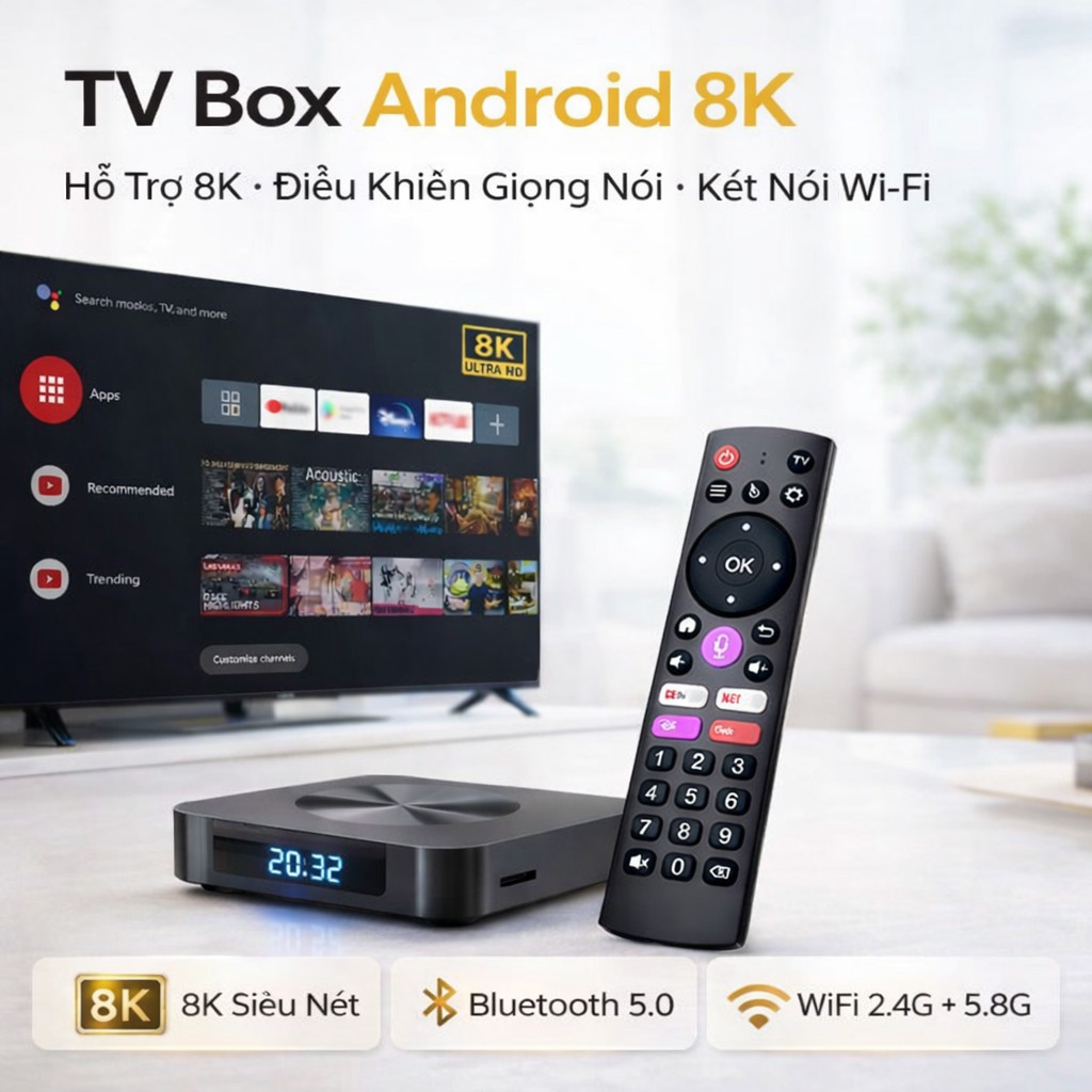 Android tv box tv box 8k smart tv box android box media box ai tv box, hỗ trợ 8K Ultra HD bluetooth 