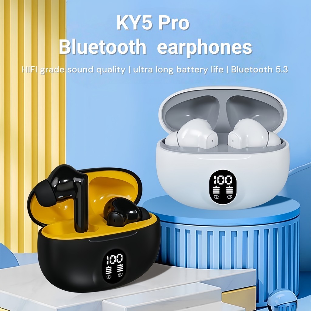 Tai nghe không dây HiFi KY5 Pro - Nút tai thể thao cảm ứng Bluetooth 5.33 có đèn báo pin