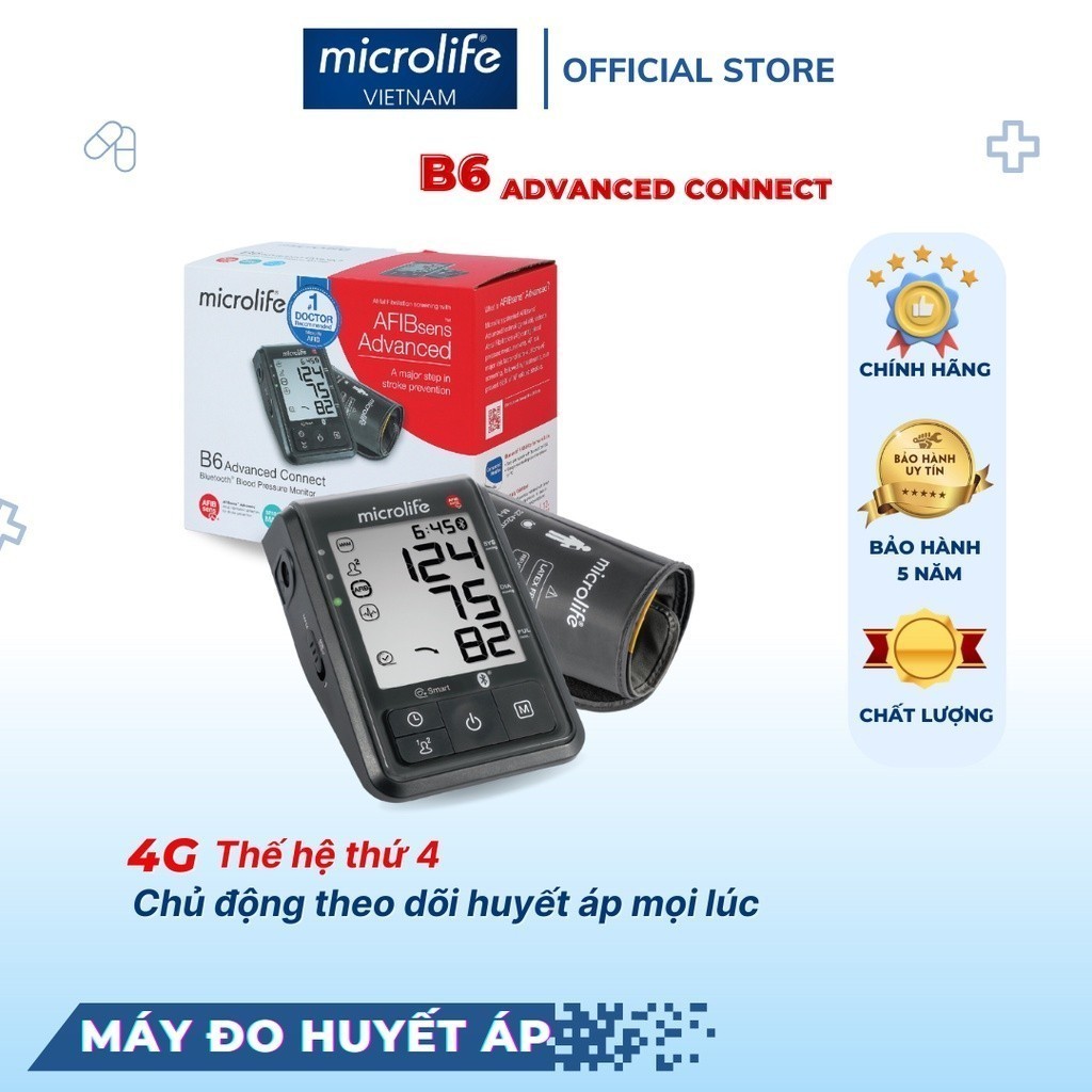 Máy Đo Huyết Áp MICROLIFE B6 Connected Advanced Công Nghệ PAD Phát Hiện Rối Loạn Nhịp Tim - Dr Ho's
