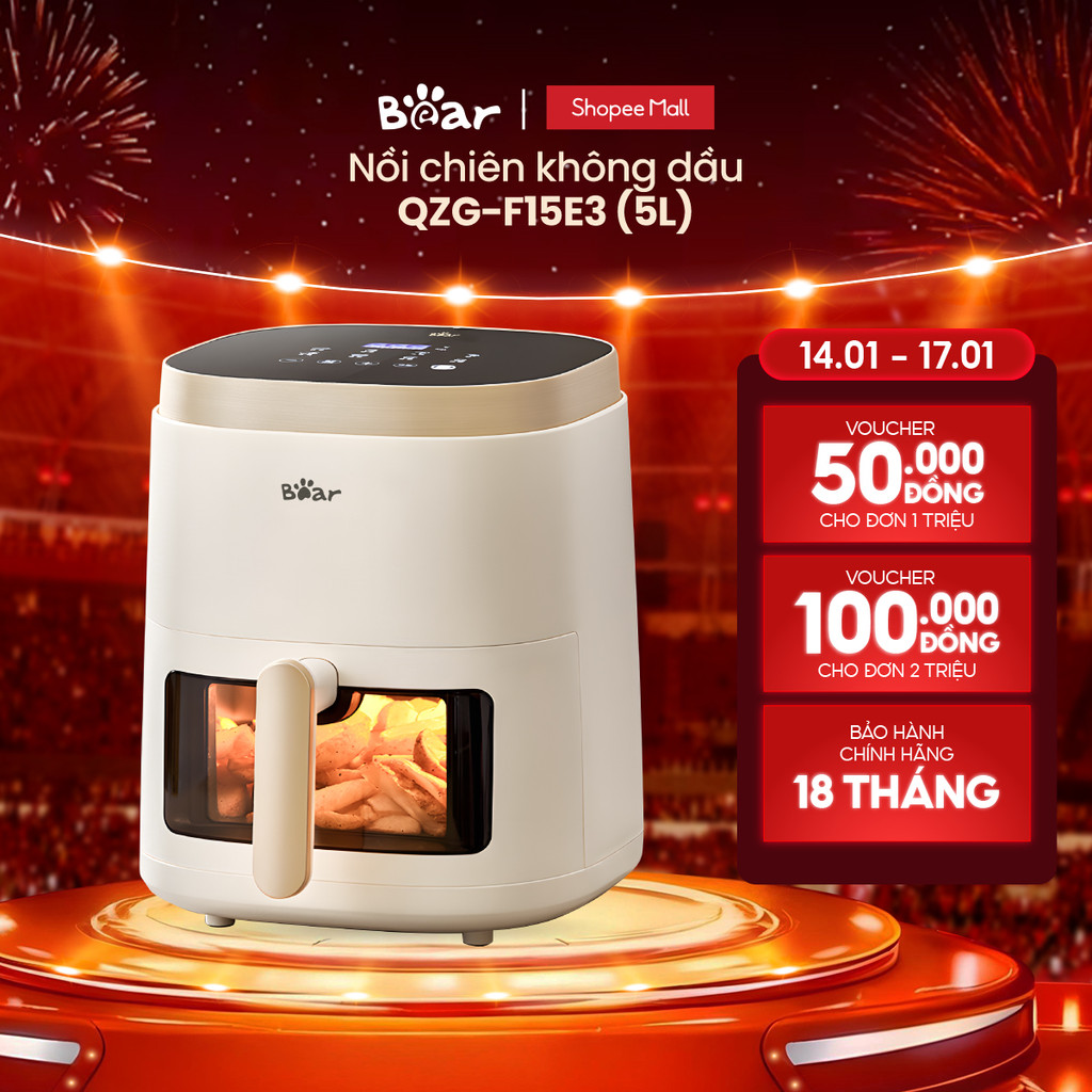 [Livestream] Nồi Chiên Không Dầu Bear 5L F15E3 - Chính Hãng
