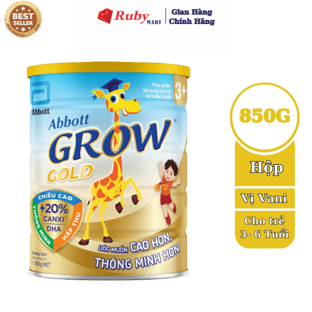 Sữa bột Abbott Grow 3+ 850g/lon cho trẻ từ 3-6 tuổi