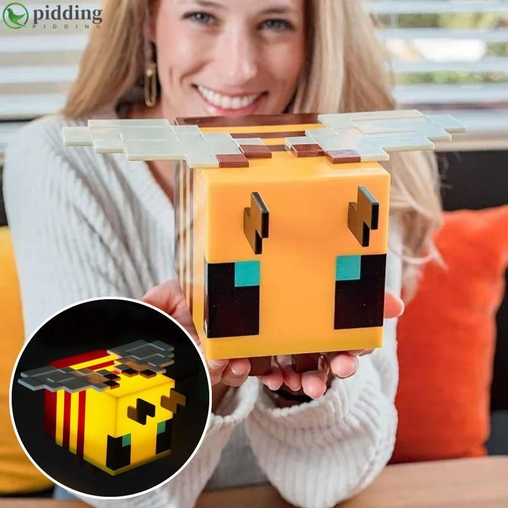 PIDDING My World Bee Lamp, Pixel USB sạc My World Đèn LED, Bức tượng nhỏ sáng tạo Phim hoạt hình MC 