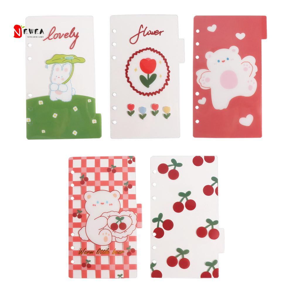 NEWEARTH LIMIT A6 Giấy nạp lại máy tính xách tay rời, 5 tờ Cherry Spiral Binder Divider Page Separat