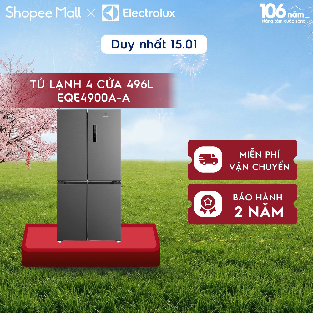 Free giao hàng - Tủ lạnh 4 cửa Electrolux 496L EQE4900A-A - sang trọng, EvenTemp tiết kiệm điện, cấp