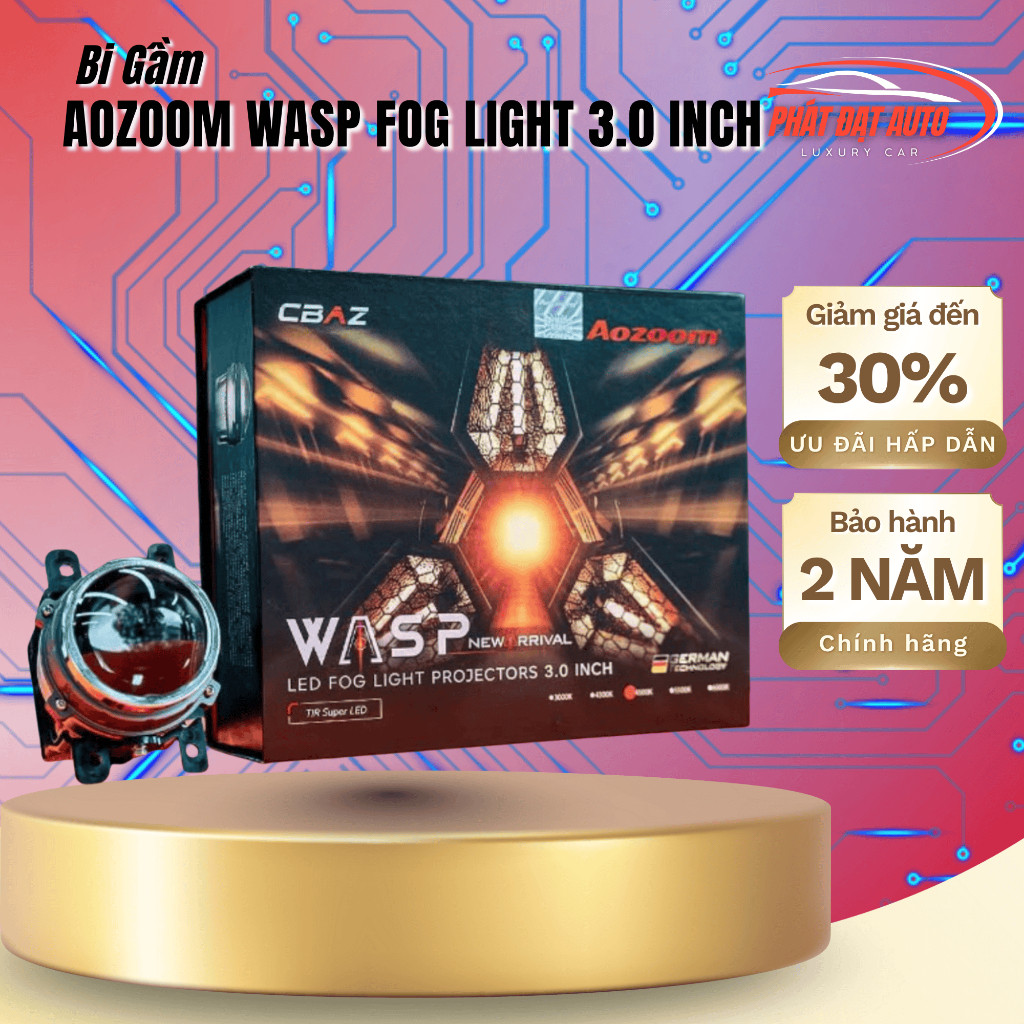 Bi Gầm LED Aozoom Wasp Fog Light 3.0inch - Chip TIR Super LED, nhiệt màu 3000K/4500K chống nước IP68