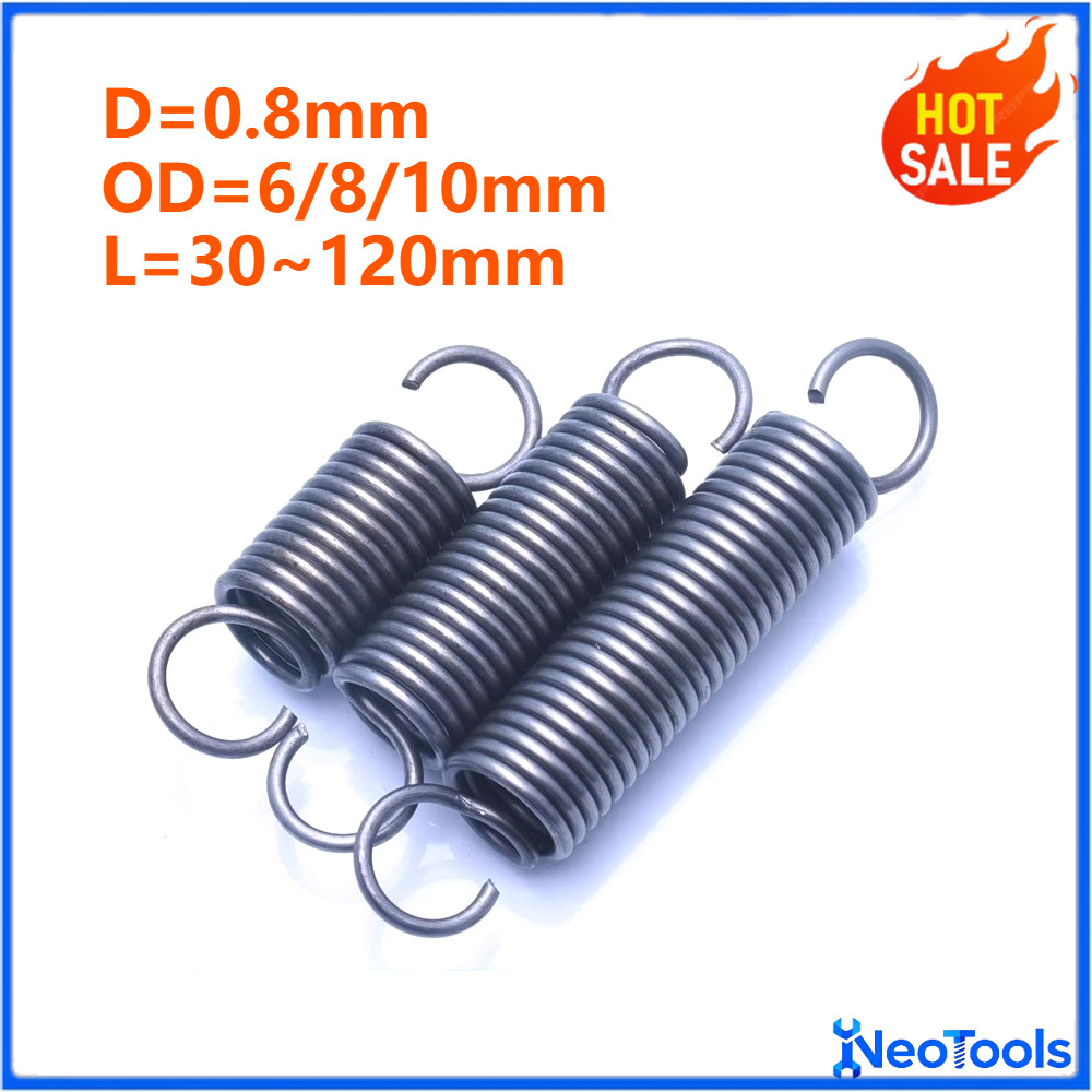 2-8 lò xo căng thẳng có móc D = 0,8mm, OD = 6 / 8 / 10mm, L = 30 ~ 120mm, áp dụng cho cửa nhà để xe,