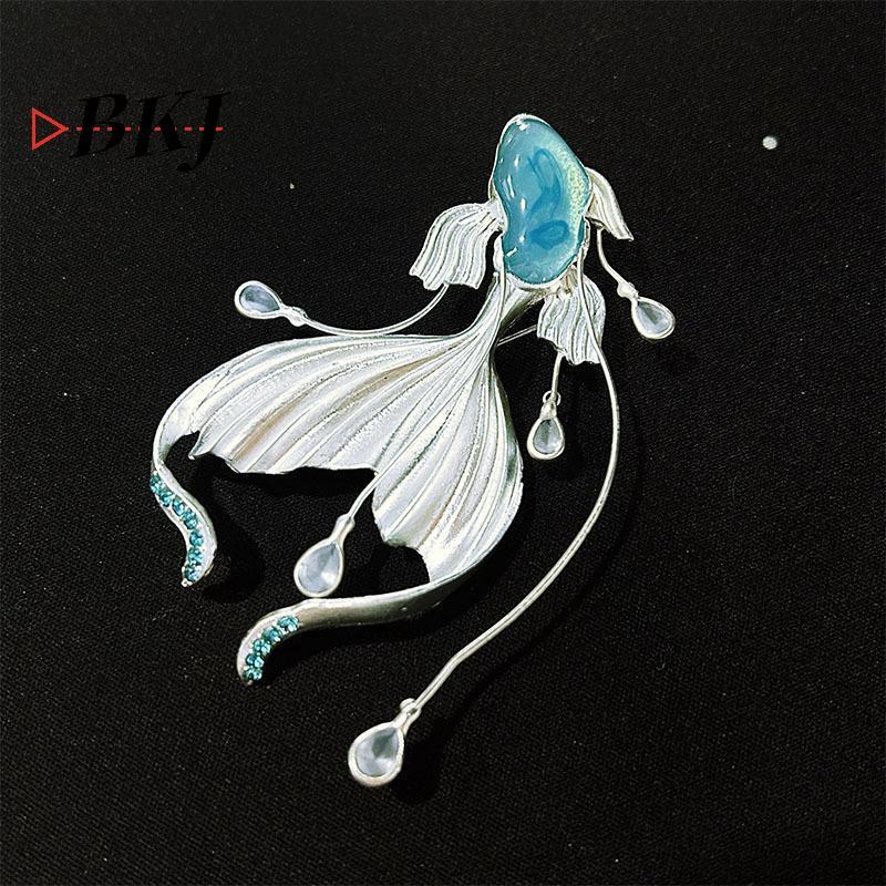 [KJ] Trâm cài tóc hình cá trắng pha lê - Dễ thương và thanh lịch cho nữ