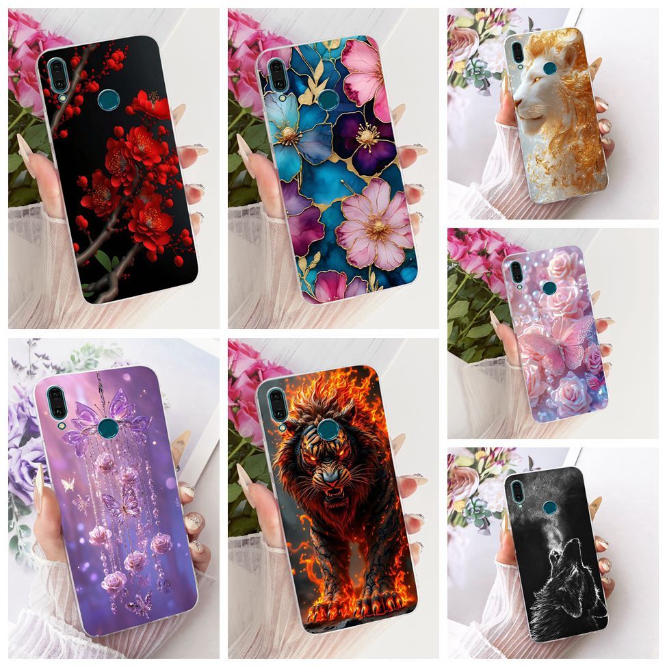 Ốp Lưng Trong Suốt Huawei Y9 2019 Mèo Dễ Thương Thời Trang Bướm Sơn Ngộ nghĩnh Vỏ Huawei JKM-LX1 JKM