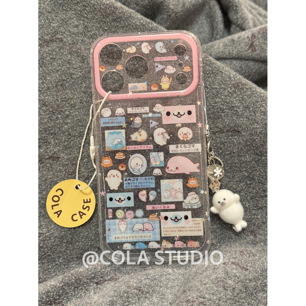 Ốp Điện Thoại Dễ Thương Phong Cách Hàn Quốc Hai Lớp Full Cove Sesame Bean Baby Seal Có Dây Đeo Cho I