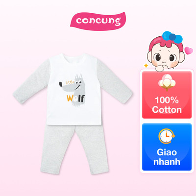 Bộ bé trai dài Animo Easy HN1025036 (3Y,Trắng-xám)